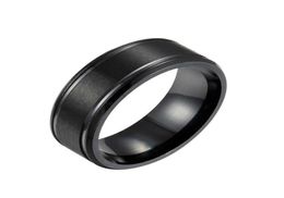 Loredana 8mm Black and White Gold Three Colors Solid Color Matte Double Bevel Stainless Steel Men039s Rings Tailored for Men Q05812324552