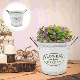 Vases Home Decor European Style Flower Pot Iron Buckets Decorate Household Yard Container
