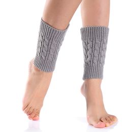Women Girls Winter Twist Leg Warmer Crochet Wool Knitted Boot Cuffs Foot Cover Boots Sock Stretch Thermal Solid Colour Leg Warmer