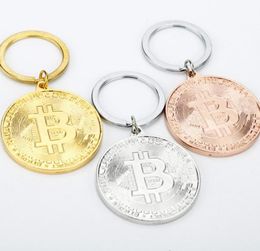 Coin Keychain Gold Plate BTC Token Key Chain Novelty Party Favor Metal Keyring Commemorative Souvenir Gift6851014