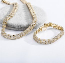 9mm Cuban Link Chain Iced Out Full Lab Diamond Mens Hip Hop Gold Chain1345242