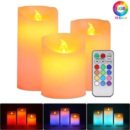 Flameless Led Candle Light LED Tea With RGB Remote Control Timer Night For Home Party Christmas Room Decoration 240412