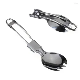Forks Flatware Portable Stainless Steel Cutlery Tableware Travel Outdoor Utensil Cookware Fold Spoon Spork Fork Backpack Picnic Camp