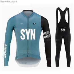 Cycling Jersey Sets Biehr SYN Team Pro Long Seve Cycling Jersey Set 2024 Soft and breathab New Men Spring Bicyc Sports Wear Bike Shirt Suit L48