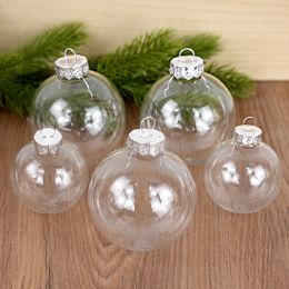 6Pcs 6/8cm Clear Christmas Balls Pendants Xmas Tree Hanging Bauble Ornaments Christmas Home Decorations 2024 New Year Noel Gifts