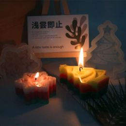 Christmas Tree Candle Mould Silicone Santa Claus Snowman Deer Candle Making Soap Resin Mould Christmas Gift Craft Home Decoration