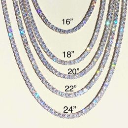 Partihandel 5mm Lab Grown Diamond Tennis Chian Necklace Iced Out Round Brilliant Cut Sier Hip Hop Fine Jewelry