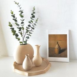 Vases Nordic Wooden Vase Plants Pot Flower Arrangement Decorative Bottle For Living Room Minimalism Desktop Ornament