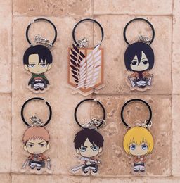 Attack on Titan Keychain Double Sided Acrylic Key Chain Pendant Anime Accessories Cartoon Key Ring4917685