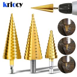 Drill Bit HSS Titanium Coated Step Drill Wood Set Power Tools for Metal High Speed Steel Hole Cutter Step Cone Center Drills