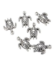 100pcslot 2317mm antique silver Alloy Turtle charms Pendant for Jewellery Making Metal Animal Pendant for DIY Findings3253841