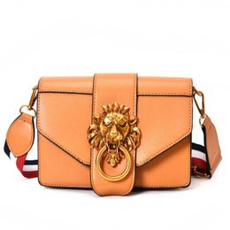 Designer- Handbags Purses Broad Shoulder Strap Lady Bag Stylish Metal Lion Head Decorated Cross Body Small Square Bag Women Bags#1247m