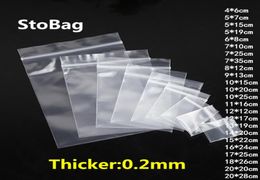 StoBag 100pcs Thick Transparent Zip Lock Plastic Bags Jewelry Food Gift Packaging Storage Bag Reclosable Poly Custom Print 2010219085909