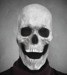 Full Head Skull Mask Helmet With Movable Jaw Masques Entire Realistic Latex Scary Skeleton Z L2205303519427