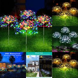 新しいソーラー花火妖精8モードアウトドアガーデンパスウェイライト防水庭の芝生パティオ風景の装飾ライト