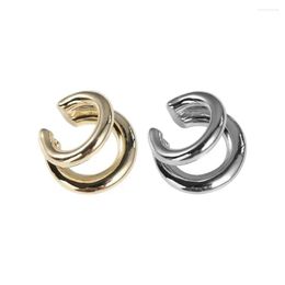 Hoop Huggie Earrings 1 Pc Alloy No Piercing Ear Clips Korean Style Double Circle Round Fashion Jewelry Gold Color Drop Delivery Otp7K