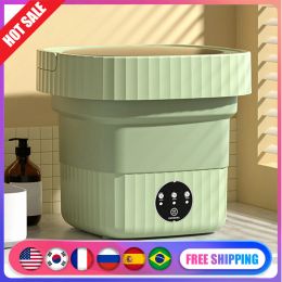 Machines 6L Folding Washing Machine For Clothes With Dryer Bucket Washing For Socks Underwear Mini Washing Machine With Spinning Dry