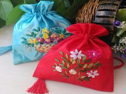 Ship 20pcs Handmade High quality 1317cm 1721cm Embroider Brocade Brocart Bag Jewellery Bags Candy Beads Bags Wedding Party Gi8622051