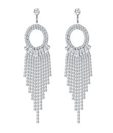 Charm Rhinestone Earrings Dangling Tassel Long Sparkly Sier Prom Party Wedding For Women amEBY5386767