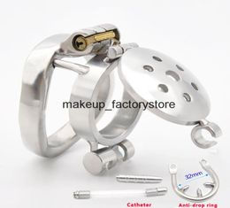 Massage New Stainless Steel Chastity Cage Metal Bondage Cock Cage With Urethral Dilator Catheter Stainless And Antidrop Ring Peni6201159