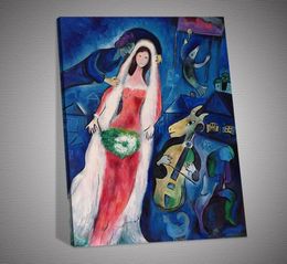 Marc Chagall La Mariee Art Poster Wall Art Behind The Curtain Canvas Paintings Cuadros Wall Art Pictures for Home Decor2167028