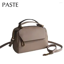 Shoulder Bags Simple Classic Casual Boston Tote Soft Grey Natural Cowhide Leather Women Handbag Universal For All Seasons Daily Purse