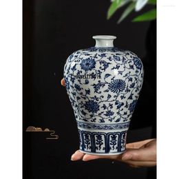 Vases Hand Painted Firewood Kiln Blue And White Porcelain Jingdezhen Ceramic Vase Chinese Antique Curio Shelves Ornaments