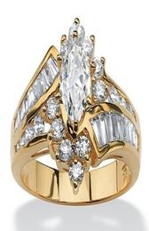 18K Gold Ring Luxury White Sapphire Two Tone 925 Sterling Silver Diamond Party Bridal Engagement Wedding Band Rings Size 6133730098