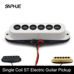 Cables 1 Set Single Coil Electric Guitar Pickup for ST Guitar Ceremic Magnet Neck/Middle/Bridge Pickup Guitar Parts White/Black/Ivory