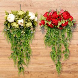 Decorative Flowers Persian Fern Lintel Flower Decoration Artificial Wedding Arch Boho White Peony Curtain Decor Welcome Sign