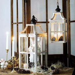 Candle Holders Vintage Nordic Wooden Holder Lantern Metal Wedding Table Centrepieces Candelstick Hanging Home Decoration