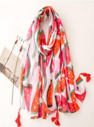 2021 Polyester fashion joker watermelon print Scarf High Quality Beach towels National Wind Long Scarves For Women Wrap Shawl Stol9484642