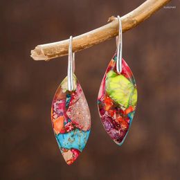 Dangle Earrings Colourful Natural Imperial Jasper Geometric Semi-Precious Gemstone Drop Earring Women Jewellery Gifts