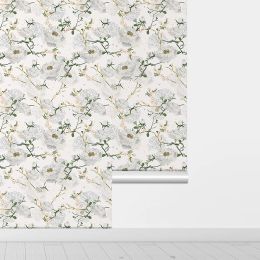 White Pear Flower PVC Wallpaper Home Decor Peel And Stick Retro Room Wall Stickers Self-adhesive Waterproof Furniture Wallpaper