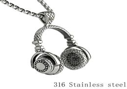 men rock headset necklace headset mens man stainless steel music dj headphone pendant for men male punk retro trendy jewelry1822601