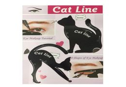 Cute Cat Eyeliner Stencil kit for eyebrows guide template Maquiagem eye shadow frames card makeup tools 2pcsset3615341