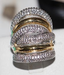 Fashion Jewellery Classic 236pcs Gem 5A Zircon stone 14KT White Yellow Gold Filled Engagement Wedding Band Ring Set Sz 5117468408