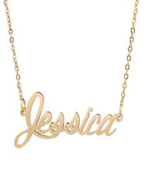 Pendant Necklaces Jessica Name Necklace Personalised Stainless Steel Women Choker 18k Gold Plated Alphabet Letter Jewelry Friends 9331351