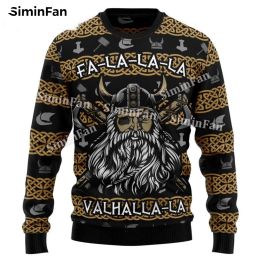 Falalalala Valhallala Santa Viking Ugly Christmas Sweatshirt Jumper 3D Printed Men Pullover Male Long Sleeve Shirt Unisex Top-1