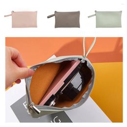 Storage Bags Sanitary Napkin Bag PU Women Small Solid Color Phone Cosmetic Lip Gloss Organizer Handbag Zipper Closure Pink