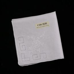 S012 12 peças feitas à mão Bordado de mão desenhada Handkie White Cotton Handkerchief 240401