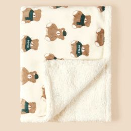 Newborn Autumn Winter Swaddles Blanket Baby Double Layer Thickened Flannel Lamb Fleece Blankets Cart Stroller Cover