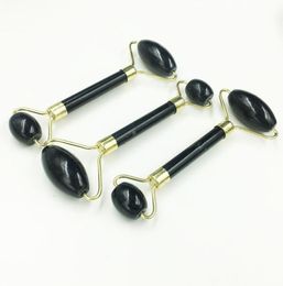 Natural Black Obsidian Jade Roller Crystal Massage Roller Gua Sha Set Real Jade Facial Lifting Tool face Thin Massager4325852