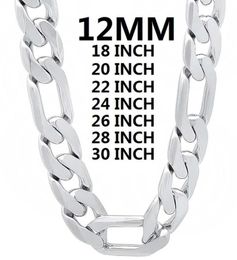 Chains Solid 925 Sterling Silver Necklace For Men Classic 12MM Cuban Chain 1830 Inches Charm High Quality Fashion Jewelry Wedding5226912