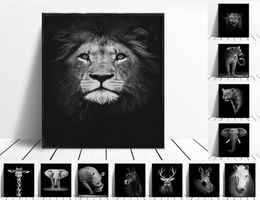 Canvas Painting Animal Wall Art Lion Elephant Deer Zebra Posters and Prints Wall Pictures for Living Room Decoration Home Decor2137362