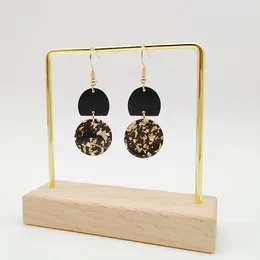 Dangle Earrings Resin Sheet Black Glitter Sparkling Colour Earring For Women Girls Gold Plating Fashion Gift 2024 Style HE22024