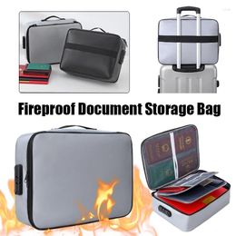 Storage Bags Document Bag With Lock File Organiser Box Waterproof Safe Fireproof Home Travel Passport Briefcase