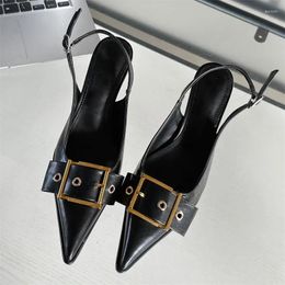 Dress Shoes Sexy Metal Belt Buckle Design Women Pumps Shallow Thin High Heels Party For Black Strappy Summer Mule Sandals