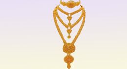 Arabic Dubai Jewellery Set for Women Earrings Ethiopian African Long Chain Gold Colour Necklace Wedding Bridal Gift 2207215345049