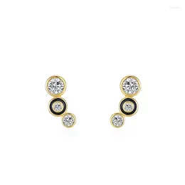 Stud Earrings Light Luxury S925 Pure Silver Black Round Bubble Exquisite And Small Suitable For Women To Wear